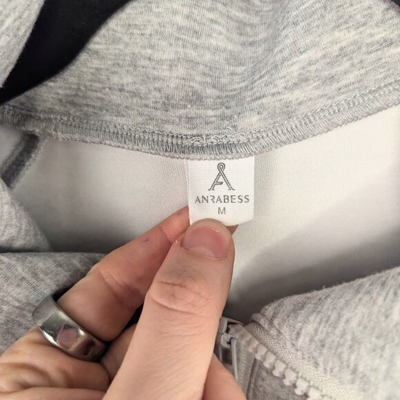 Anrabess Sweatshirt Womens Medium Gray Half Zip Casual Pullover Fall Mock Neck - Picture 3 of 9